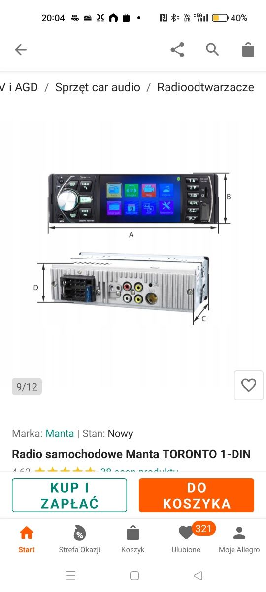 Radio samochodowe Manta Toronto RS5501