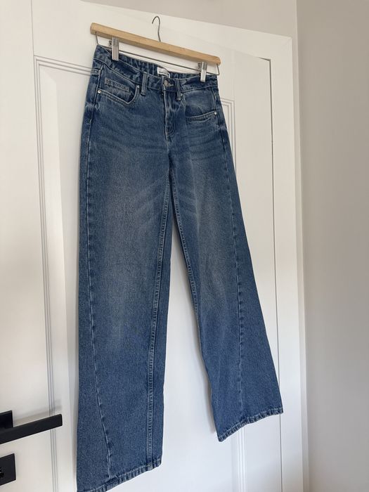 Wide Leg 32 xxs ciemne jeansy szerokie spodnie damskie