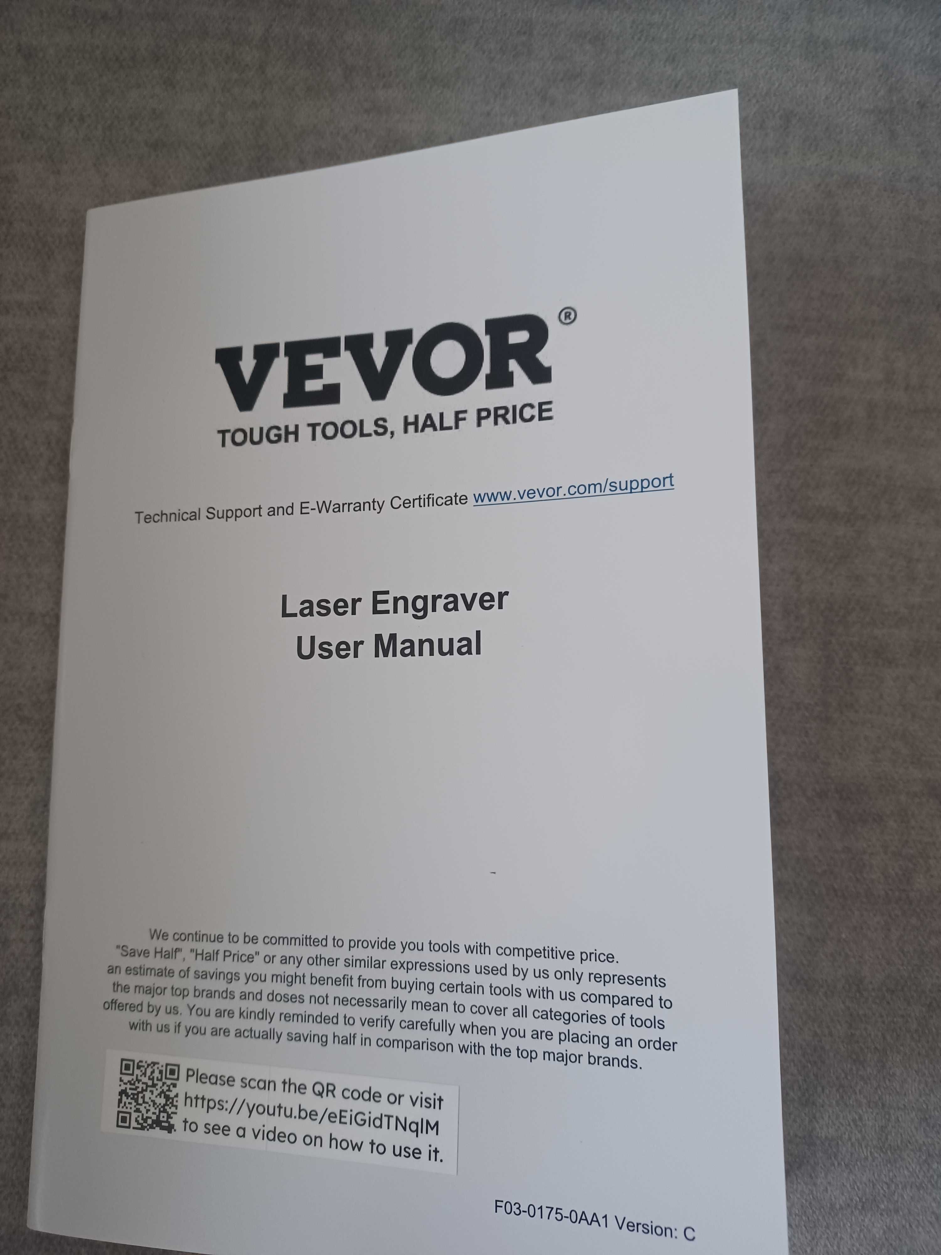 Laser de gravação  e corte vevor 5W