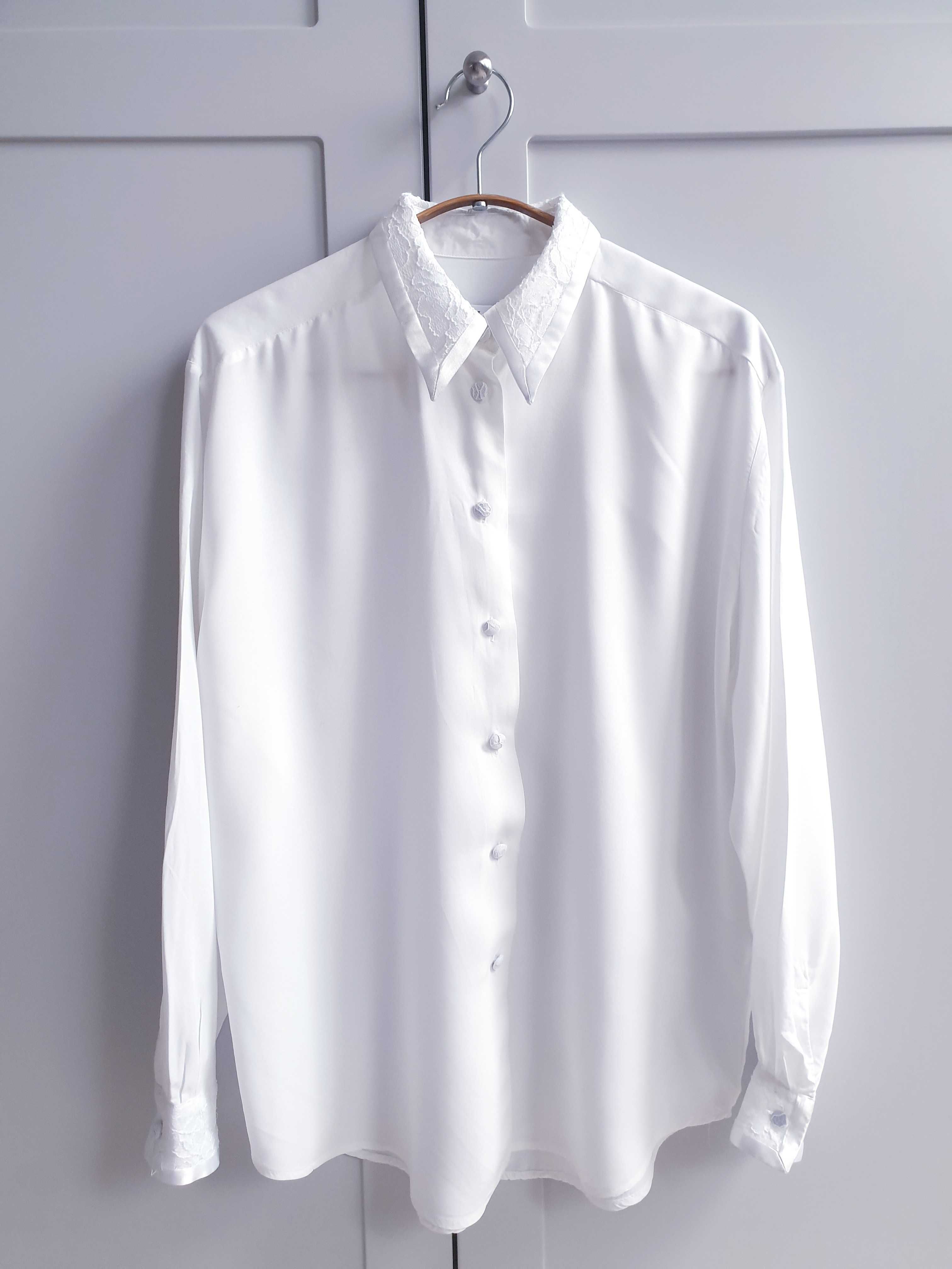 Biała koszula 100% wiskoza Vintage Rafaela Benz 40 42