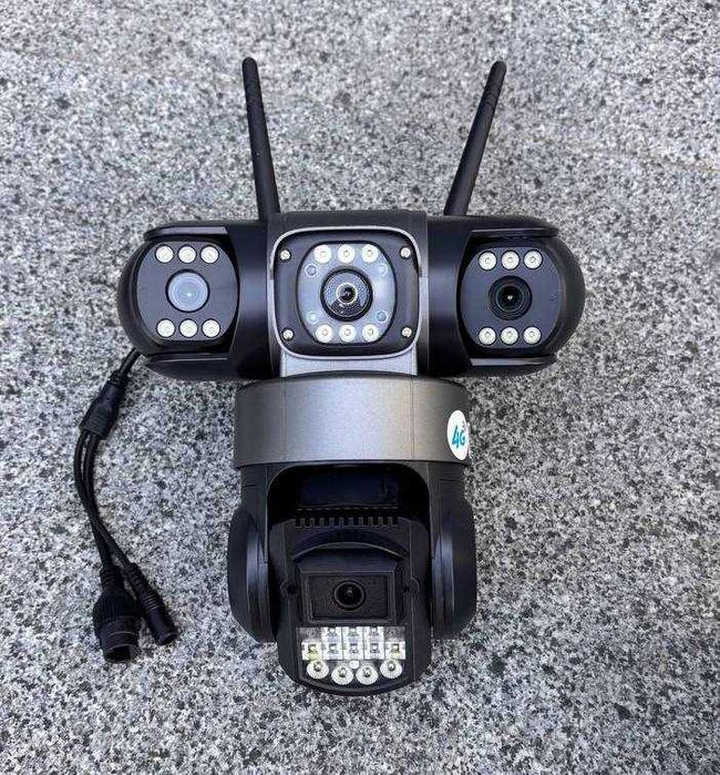 Уличная тройная видеокамеракамера на сим-карте V380PRO 12MP SC28 4G