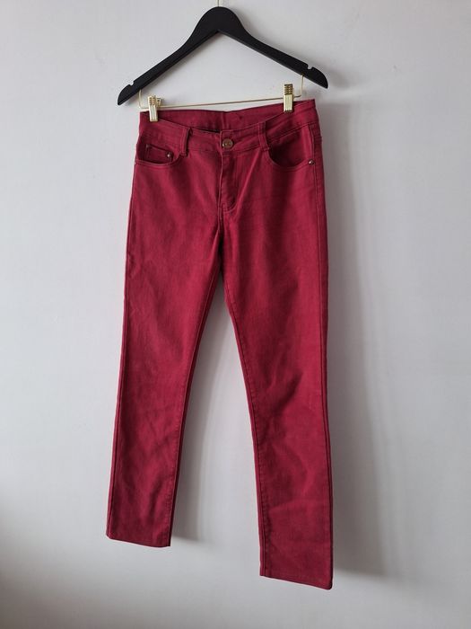Spodnie długie burgundowe jeansowe jeansy straight damskie 38 M