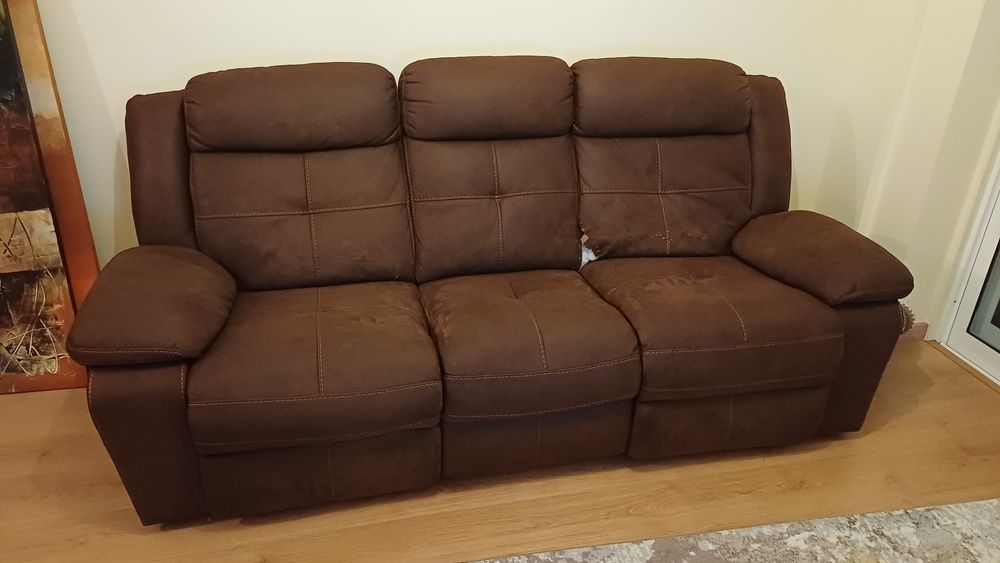 Sofá relaxamento 3 lugares 2 Chaise longue reclináveis