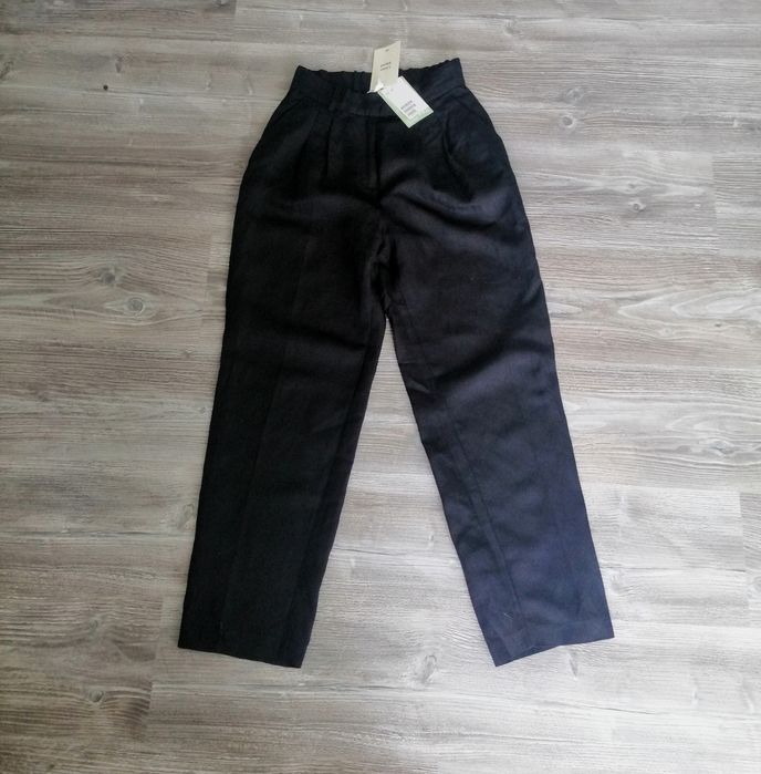 H&m premium lniane spodnie z zakładkami xs