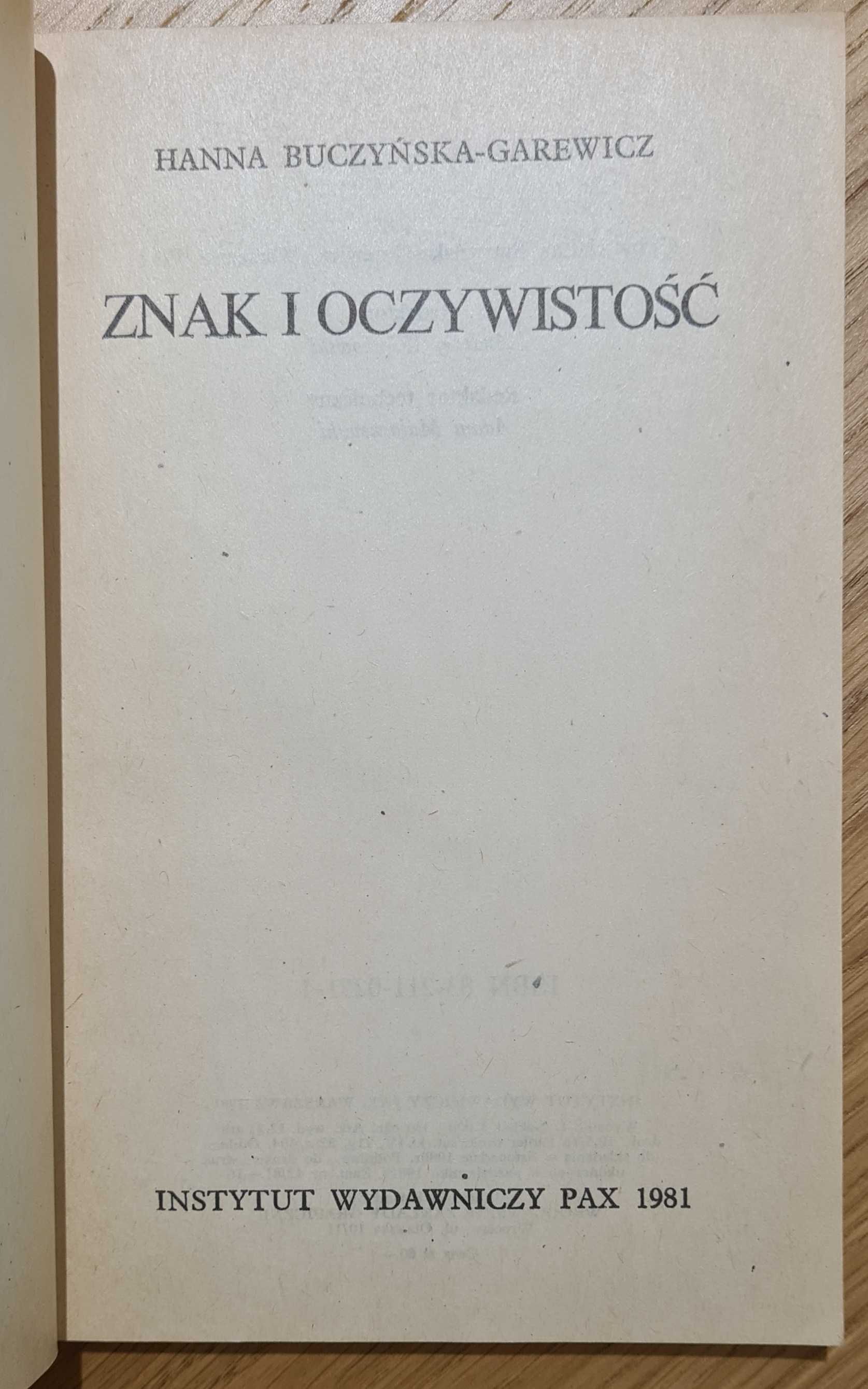 Znak i oczywistość, Buczyńska - Garewicz