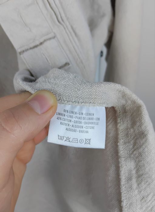 Lniana koszula narzutka bawełniana kurtka koszulowa vintage len XL 42