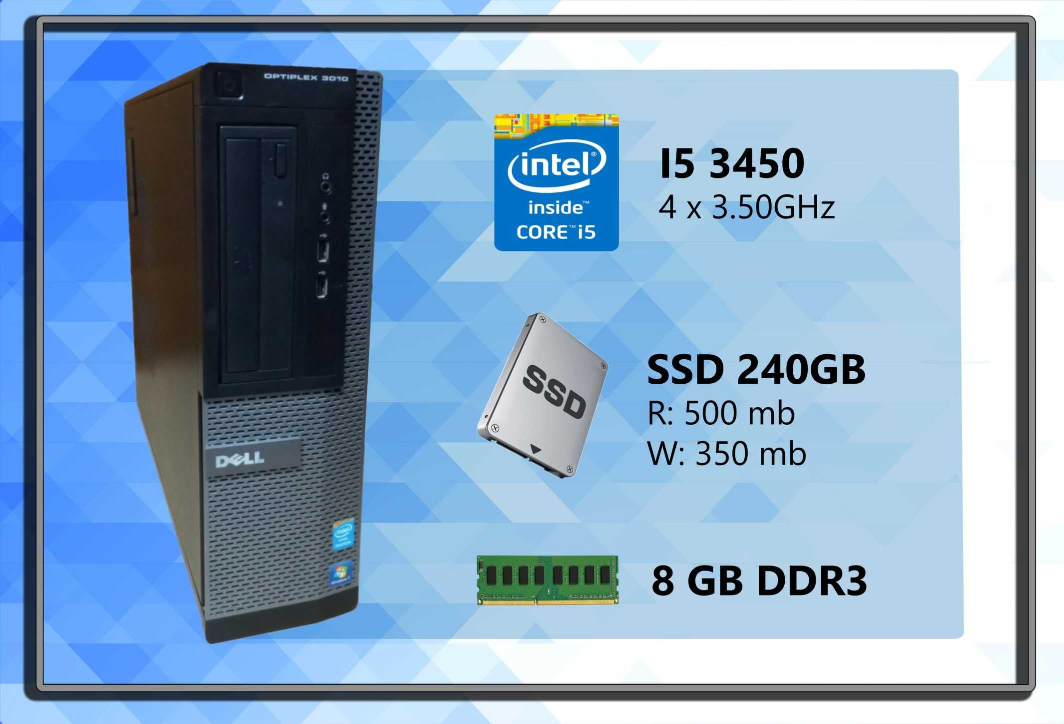 Dell / I5 3470 3.60Ghz / 8gb ddr3 / SSD 240GB