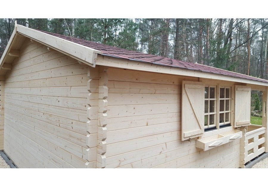 Domek drewniany letniskowy + taras z balika