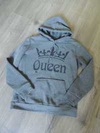szara grafitowa bluza damska z kapturem z napisem Queen królowa S/M