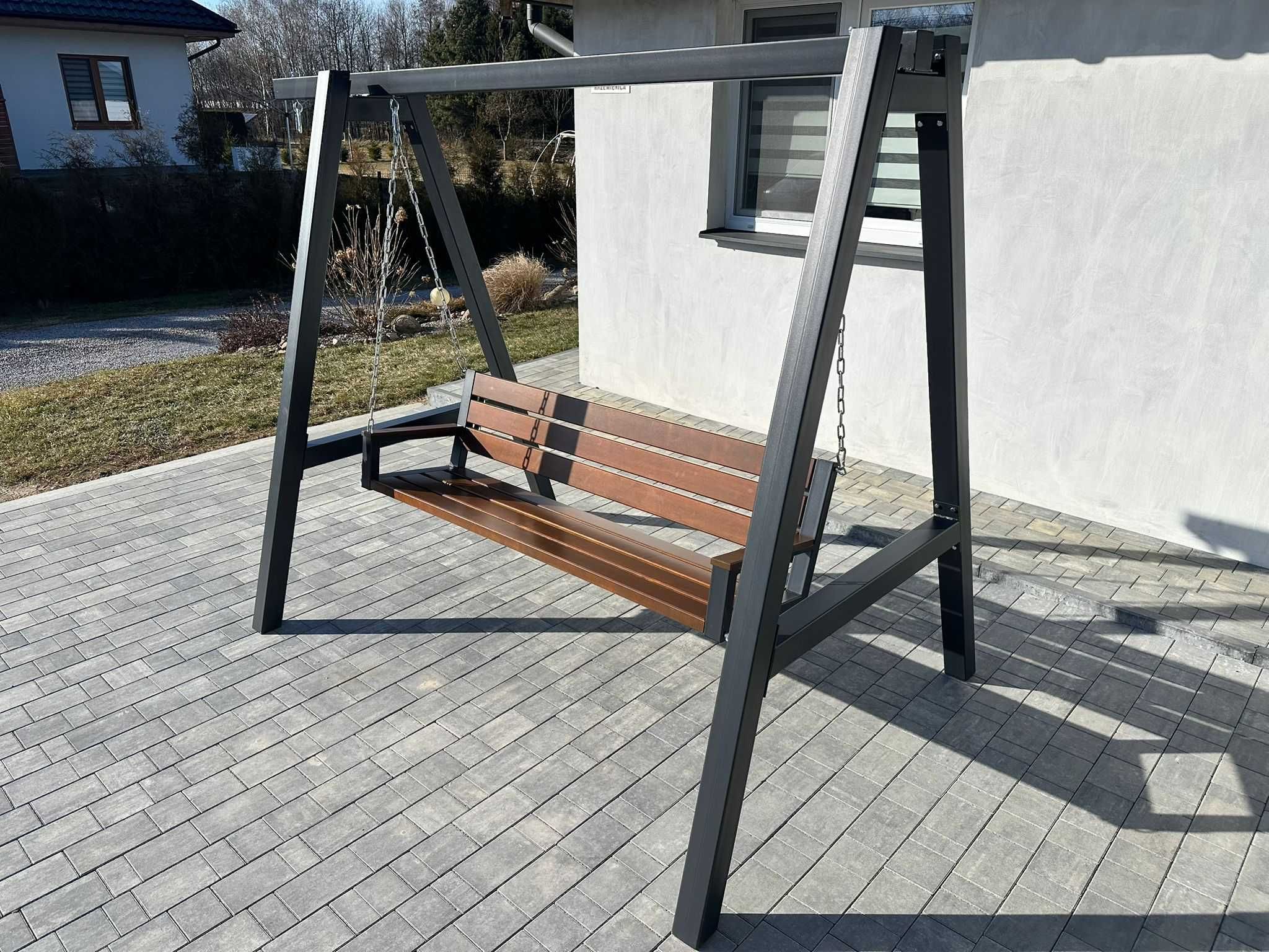 Huśtawka Ogrodowa drewniana metalowa LOFT PREMIUM kokon