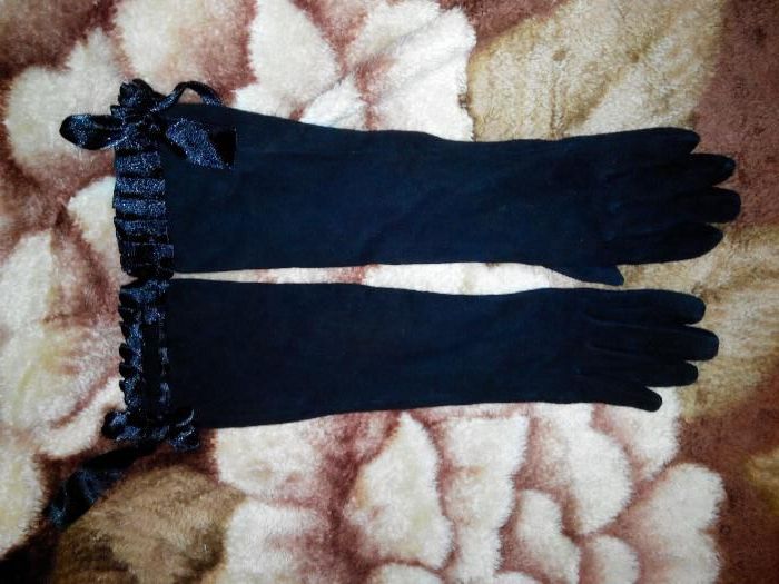 Перчатки длинные женские черные
