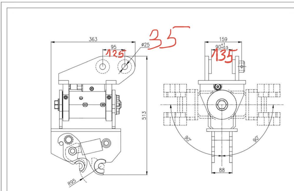 Szybkozłącze Powertilt Głowica wychylna ±90 °