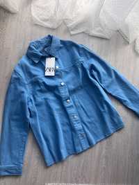 Niebieska kurtka koszulowa jeansowa zara 34 XS vintage narzutka