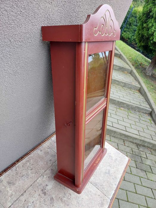 Szafka skrzynia obudowa starego zegara witrynka bordowa E225