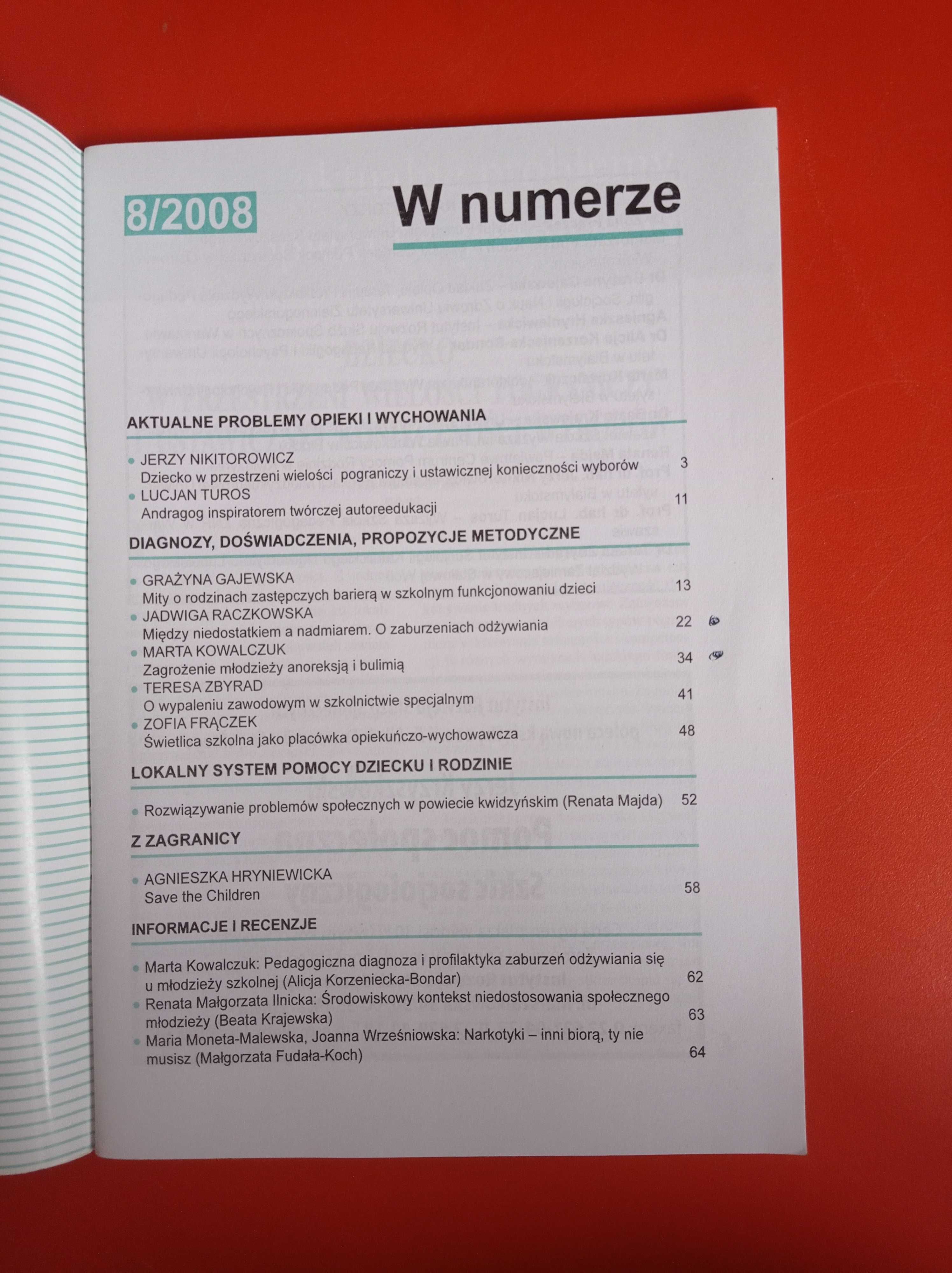 Problemy opiekuńczo-wychowawcze, nr 8/2008, październik 2008