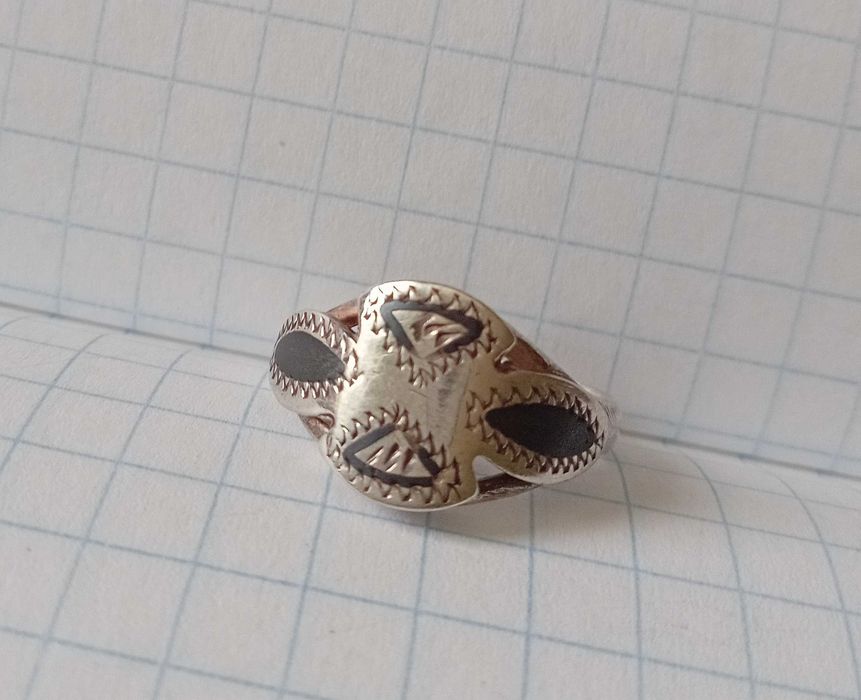 Кольцо колечко Чернь. Серебро 925 проба, звезда, СССР