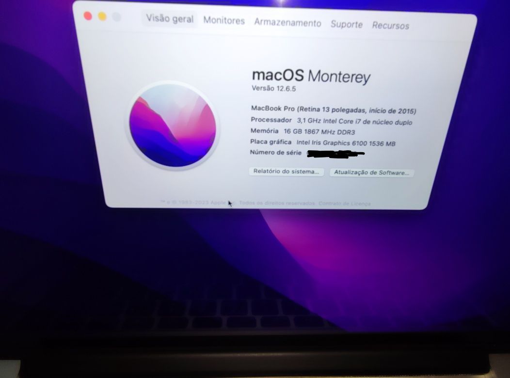 MacBook pro 13" Retina display   i7 / 16gb RAM como novo 2015