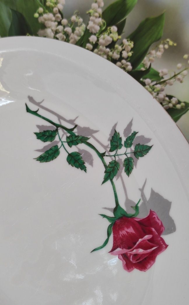 Piękna stara porcelana różą Chodzież półmisek