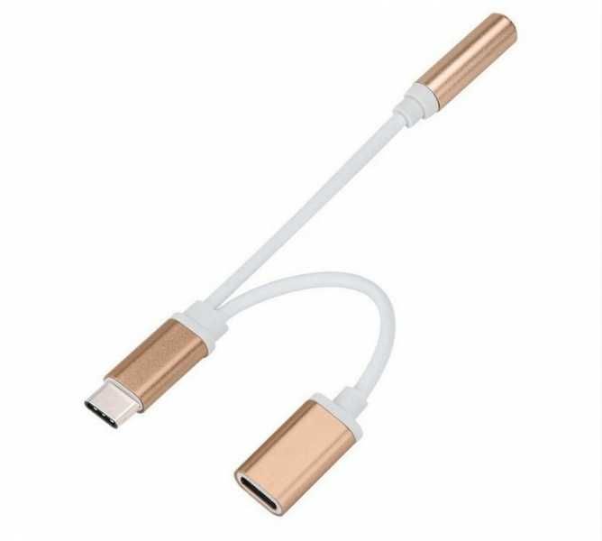 Adapter przejściówka 2w1 kabel usb-c mini jack