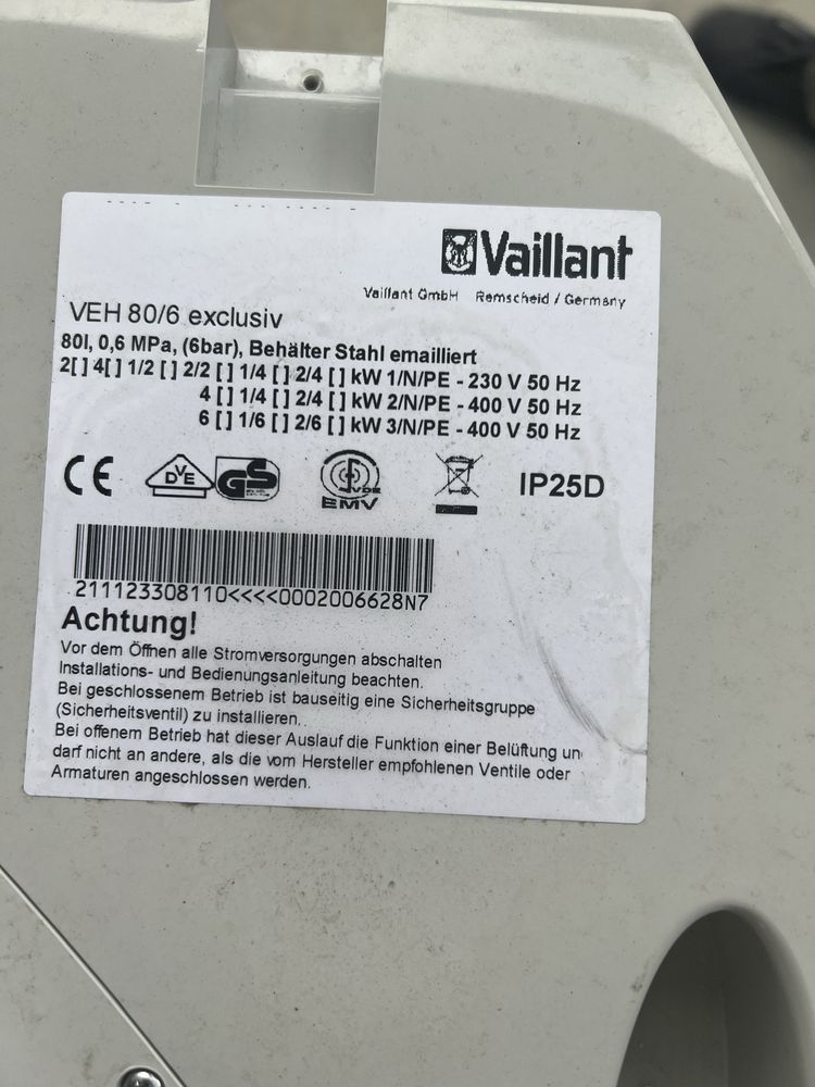 Bojler elektryczny vaillant veh 80/6 exclusiv