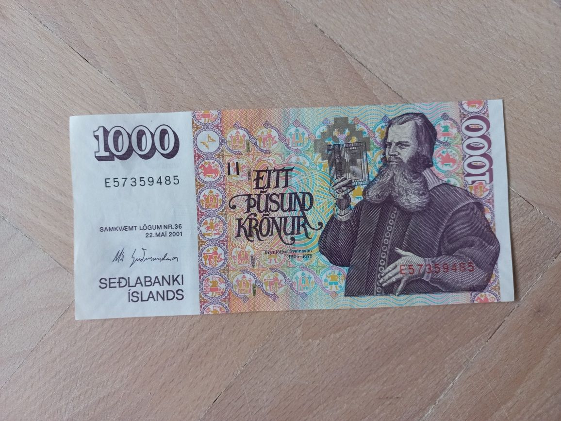 Banknot Islandia 1000 koron
