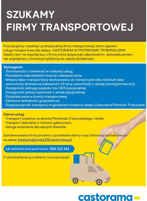 Castorama Piotrków Trybunalski - firma transportowa współpraca