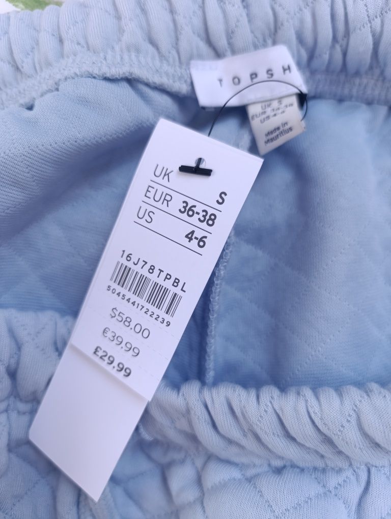Dresy spodnie dresowe pikowane baby blue S/M luźne nowe TopShop