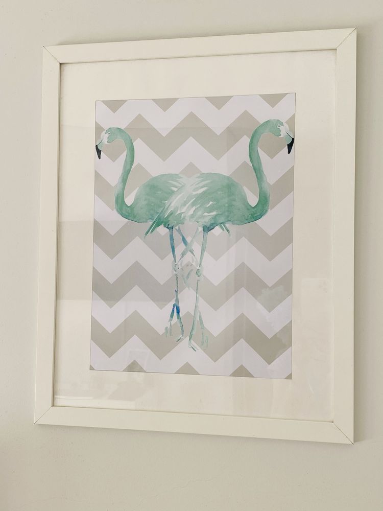 Quadros Flamingo - moldura com impressão