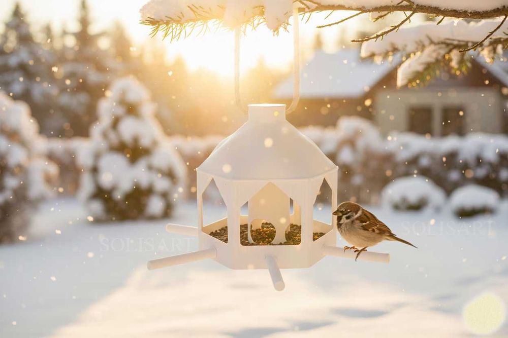 Karmnik dla ptaków Budka Domek Wiszący Stojący Na Balkon Okno BIAŁY