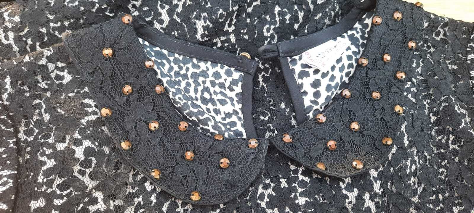 SUKIENKA czarna koronka, panterka RESERVED 152 cm