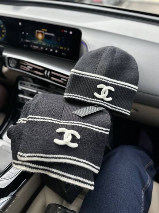 Зимовий комплект Chanel кашеміровий шерстяний шапка шарф