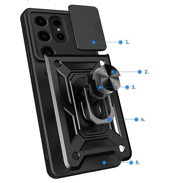 Etui Hybrid Armor Camshield do Samsung Galaxy S24 Ultra pancerne z osł