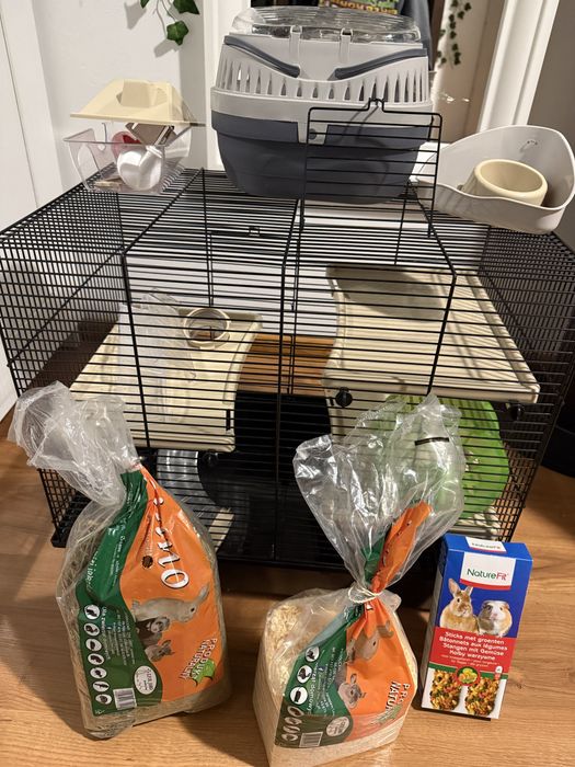 Klatka dla chomika lub innego malego gryzonia plus transporter