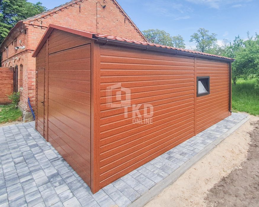 Garaż Blaszany 4,5X6 Brama Uchylna Drzwi Okno Blachodach. Rynny Tkd237