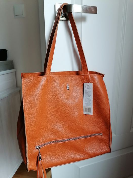 Torba szoperka pomarańczowa skórzana Wojewodzic
