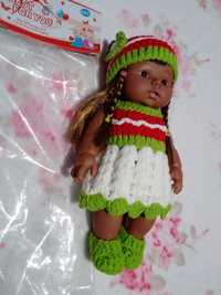 Nova: Boneca Africana com vestido e gorro crochê, 30cm