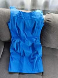 Satynowa, niebieska sukienka 36