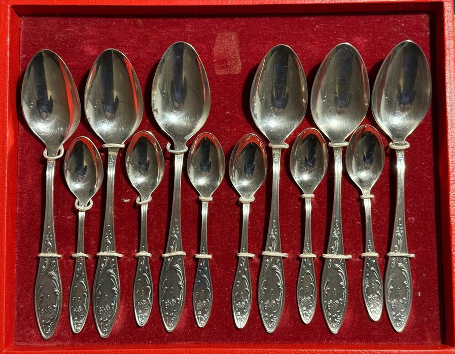 Komplet sztućców pamiątkowych – Olimpiada Moskwa 1980, melchior, PRL