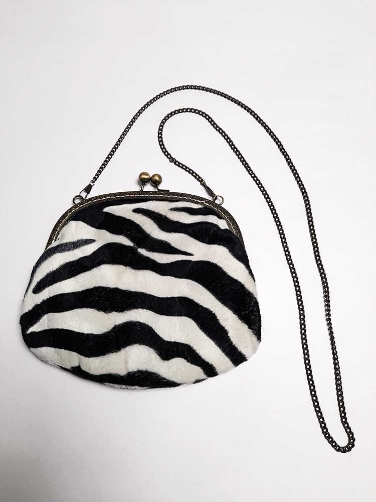 Mala Ombro Tiracolo Pochete Pelo Zebra Vintage