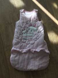 Różowy śpiworek otulacz dla dziewczynki 0-6 miesięcy króliki jak nowy