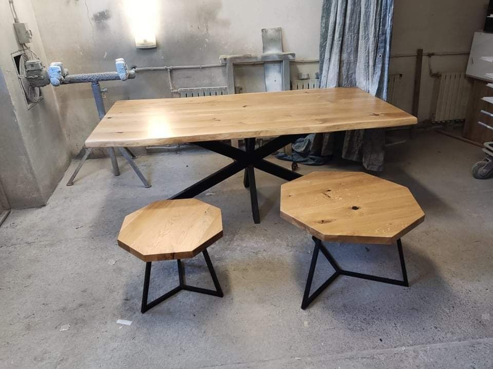 Stół i stoliki kawowe dębowe, loft, rustykalne