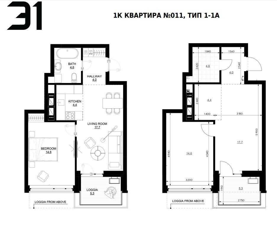 Квартира 1-кімнатна в ЖК "31" Ковальски