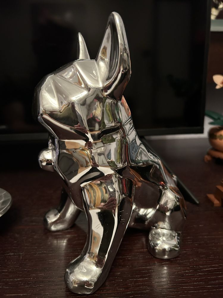 Figurka buldog francuski srebrna