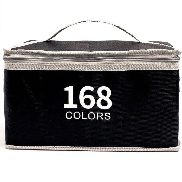 Огромный Набор скетч маркеров 168 шт для рисования, в черном корпусе