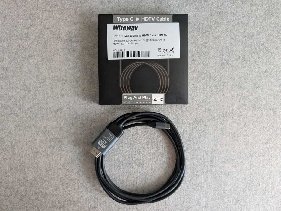 Przewód MHL USB 3.1 typ C do HDMI 4K - WireWay "WW410213" 1.8m