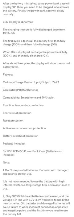 Powerbank para 8 baterias de lítio 18650