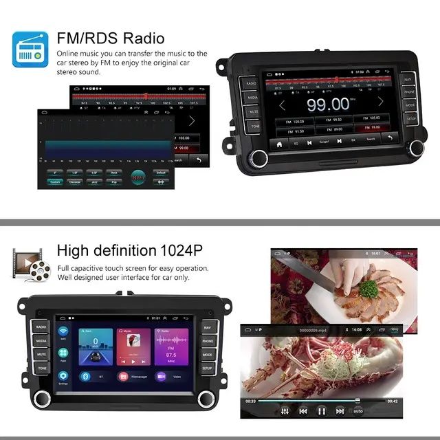Rádio android 7" Volkswagen Skoda Seat 2/64GB Carplay WiFi CANBUS NOVO
