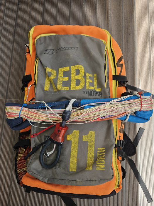 Kite rebel 11m com barra trust bar north kiteboarding completo