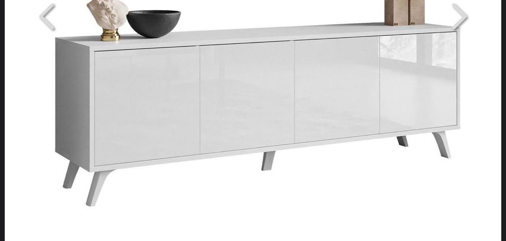 Komoda i szafka RTV Sanayi na nóżkach biały połysk