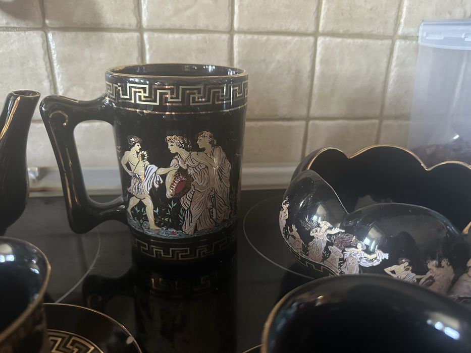 Naczynia Greckie  zastawa antyk 24k złota pozłacana wzór versace